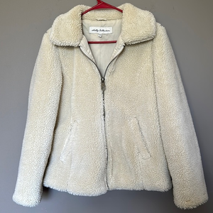 Sebby Collection Sherpa Coat Zip Up Jacket, Size Small